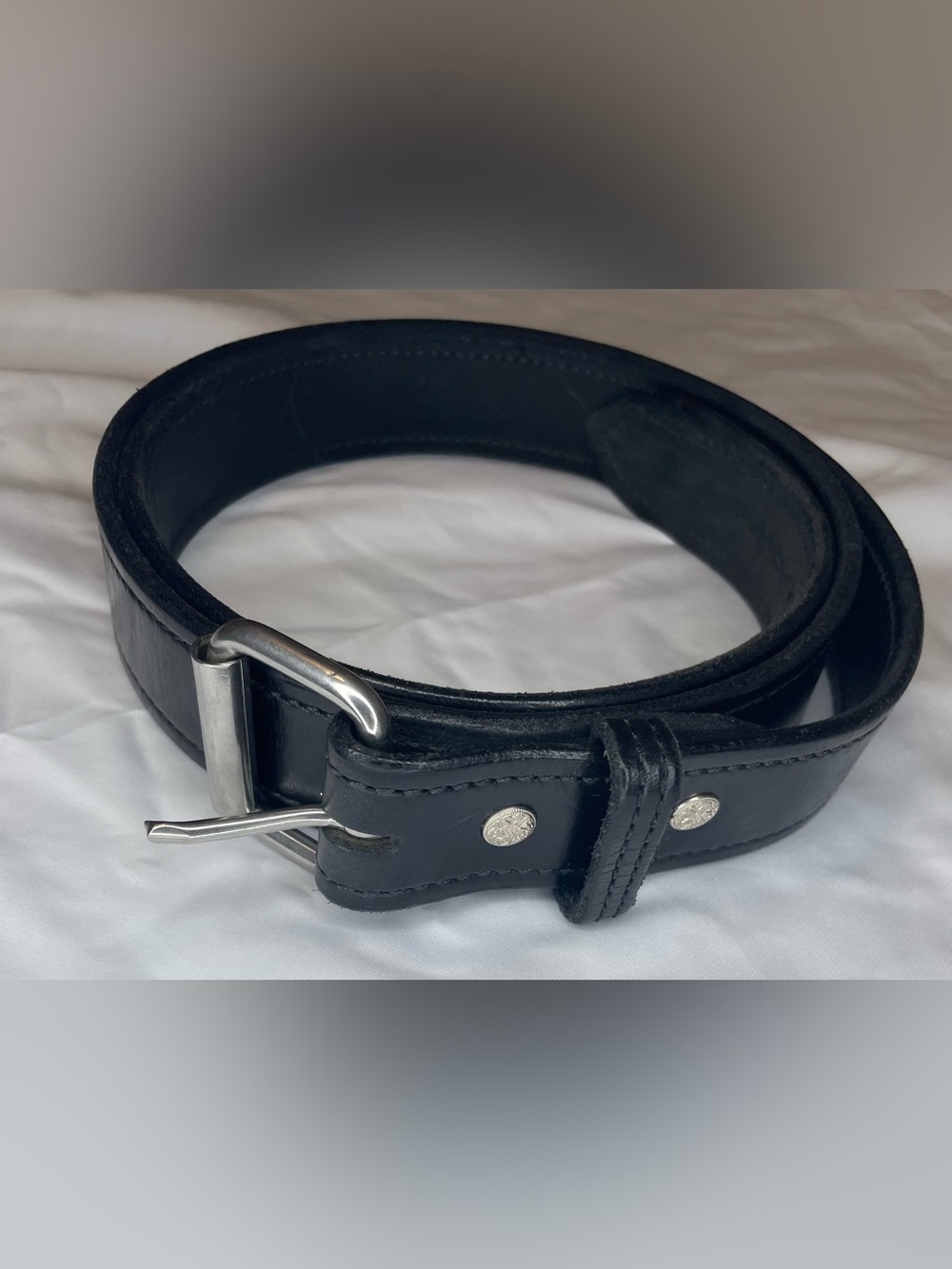 Classic Black Leather Urban Carry Brand Men's Belt with Silver Buckle